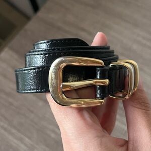 Sezane Livie Belt in Black Varnish. Size 85.